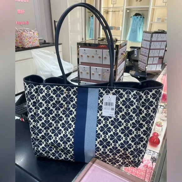 ♠️ New kate spade Spade Flower Jacquard Stripe Everything Large Tote
